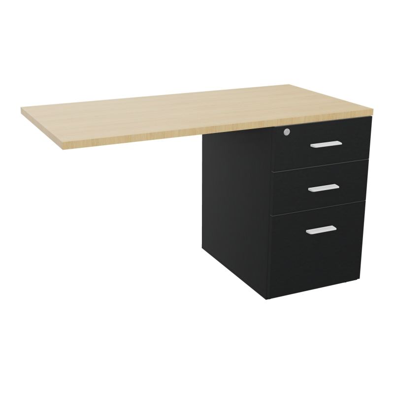 RETOUR SUR CAISSON HAUTEUR BUREAU P60XL120 - 3 TIROIRS DONT 1DS TOP EP25MM R9 R1 SO