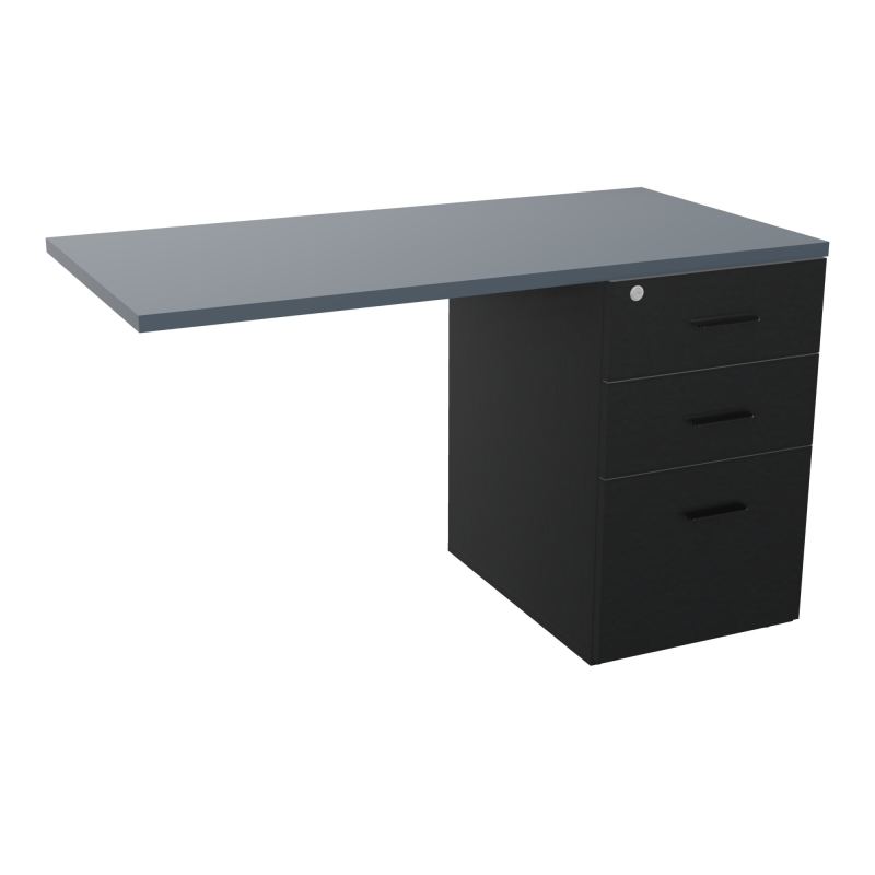 RETOUR SUR CAISSON HAUTEUR BUREAU P60XL120 - 3 TIROIRS DONT 1DS TOP EP25MM R9 R6 SG