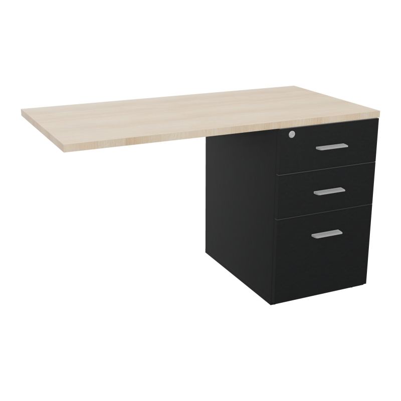 RETOUR SUR CAISSON HAUTEUR BUREAU P60XL120 - 3 TIROIRS DONT 1DS TOP EP25MM R9 RZ SB