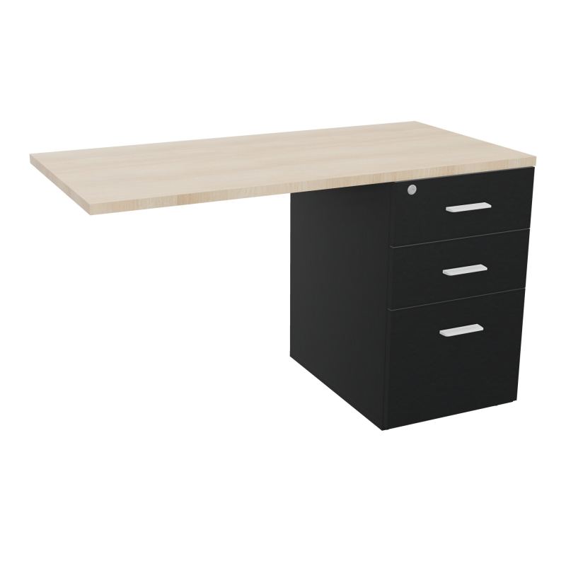 RETOUR SUR CAISSON HAUTEUR BUREAU P60XL120 - 3 TIROIRS DONT 1DS TOP EP25MM R9 RZ SO