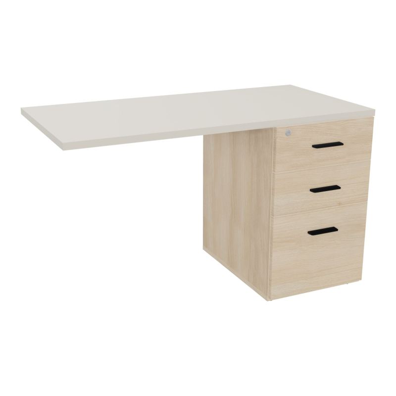 RETOUR SUR CAISSON HAUTEUR BUREAU P60XL120 - 3 TIROIRS DONT 1DS TOP EP25MM RZ N5 SG