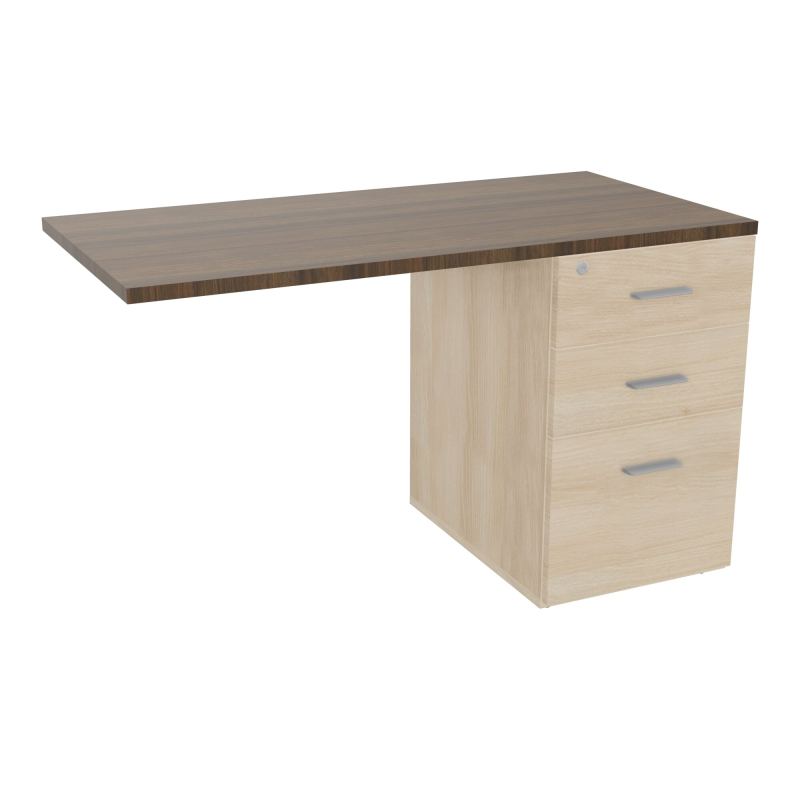 RETOUR SUR CAISSON HAUTEUR BUREAU P60XL120 - 3 TIROIRS DONT 1DS TOP EP25MM RZ N6 SB