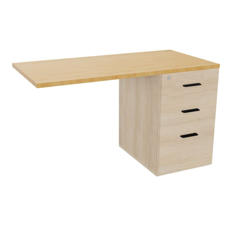 RETOUR SUR CAISSON HAUTEUR BUREAU P60XL120 - 3 TIROIRS DONT 1DS TOP EP25MM RZ R5 SG