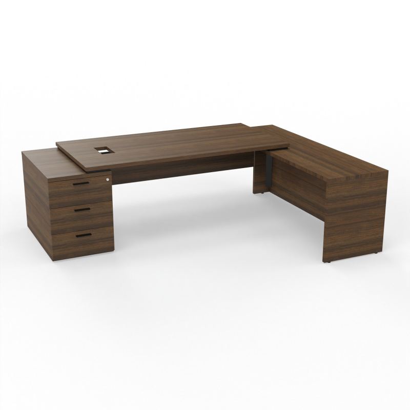 KARA BUREAU RECT. P90X180+CAISSON 3T+RT PORTEUR DECOUPE TRAPPE LATERALE