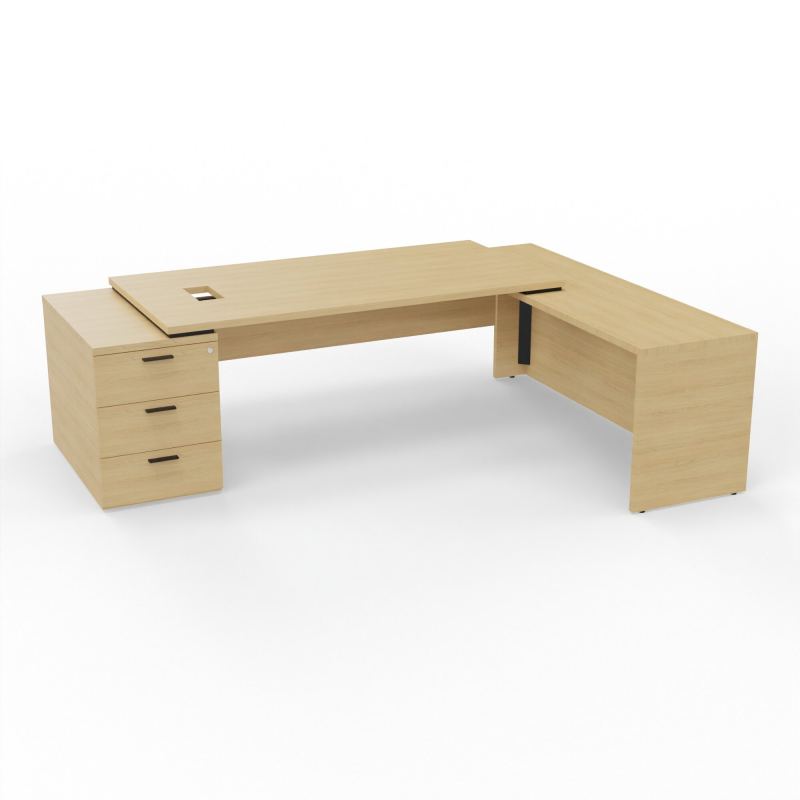 KARA BUREAU RECT. P90X180+CAISSON 3T+RT PORTEUR DECOUPE TRAPPE LATERALE
