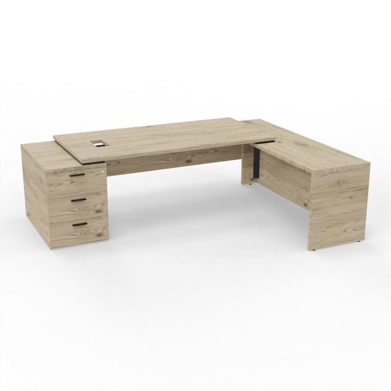 KARA BUREAU RECT. P90X180+CAISSON 3T+RT PORTEUR DECOUPE TRAPPE LATERALE
