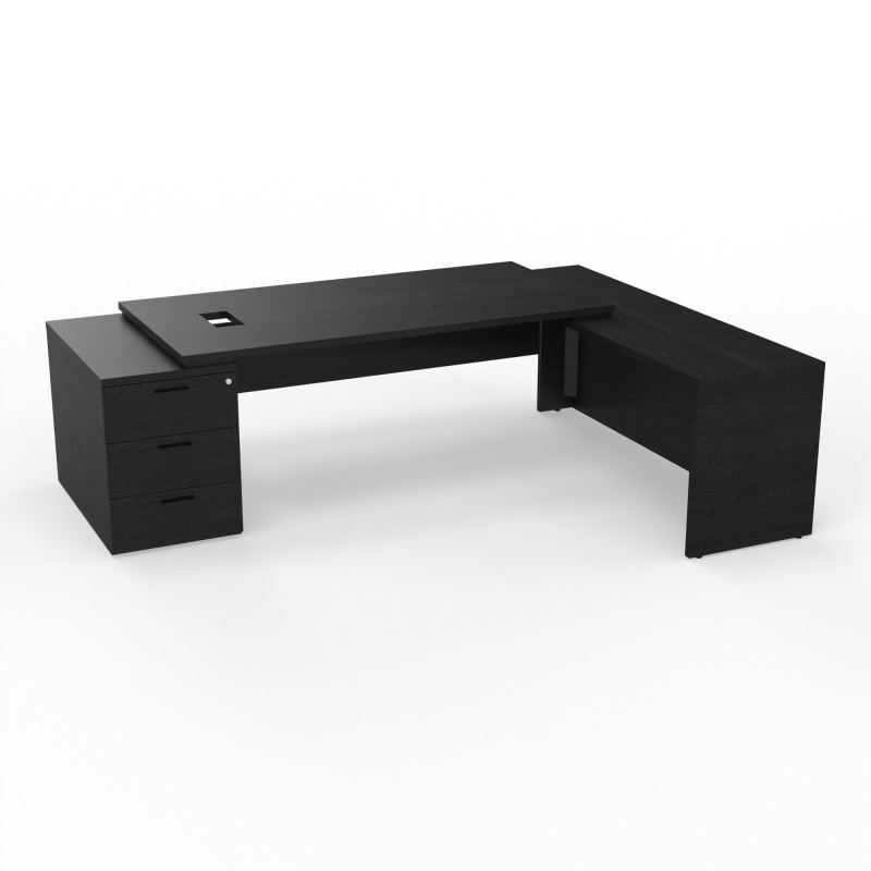 KARA BUREAU RECT. P90X180+CAISSON 3T+RT PORTEUR DECOUPE TRAPPE LATERALE