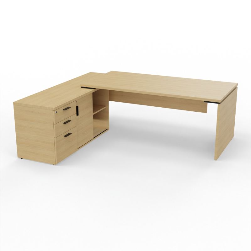 KARA BUREAU RECT. P90X180 + MEUBLE DE RGT PORTEUR A GAUCHE PREPERCE OBT X 2 FRONTAL
