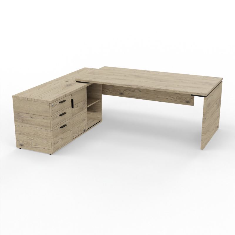 KARA BUREAU RECT. P90X180 + MEUBLE DE RGT PORTEUR A GAUCHE PREPERCE OBT X 2 FRONTAL