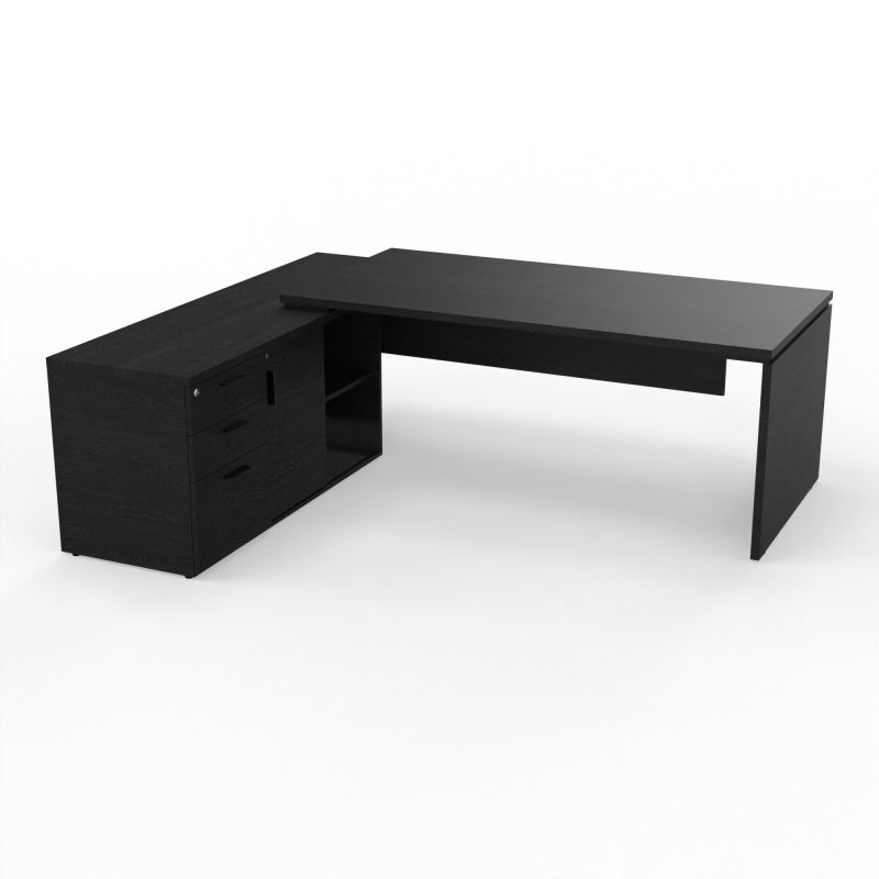 KARA BUREAU RECT. P90X180 + MEUBLE DE RGT PORTEUR A GAUCHE PREPERCE OBT X 2 FRONTAL