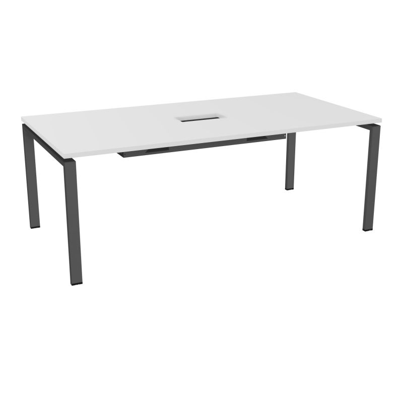 RIO TABLE DE REUNION P100X200 PL PERCE TRAPPE CENTRALE DOUBLE ACCES + GOULOTTE  MG SC