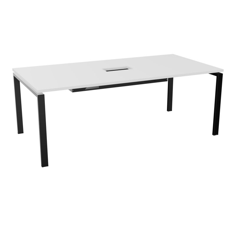 RIO TABLE DE REUNION P100X200 PL PERCE TRAPPE CENTRALE DOUBLE ACCES + GOULOTTE  MG SG
