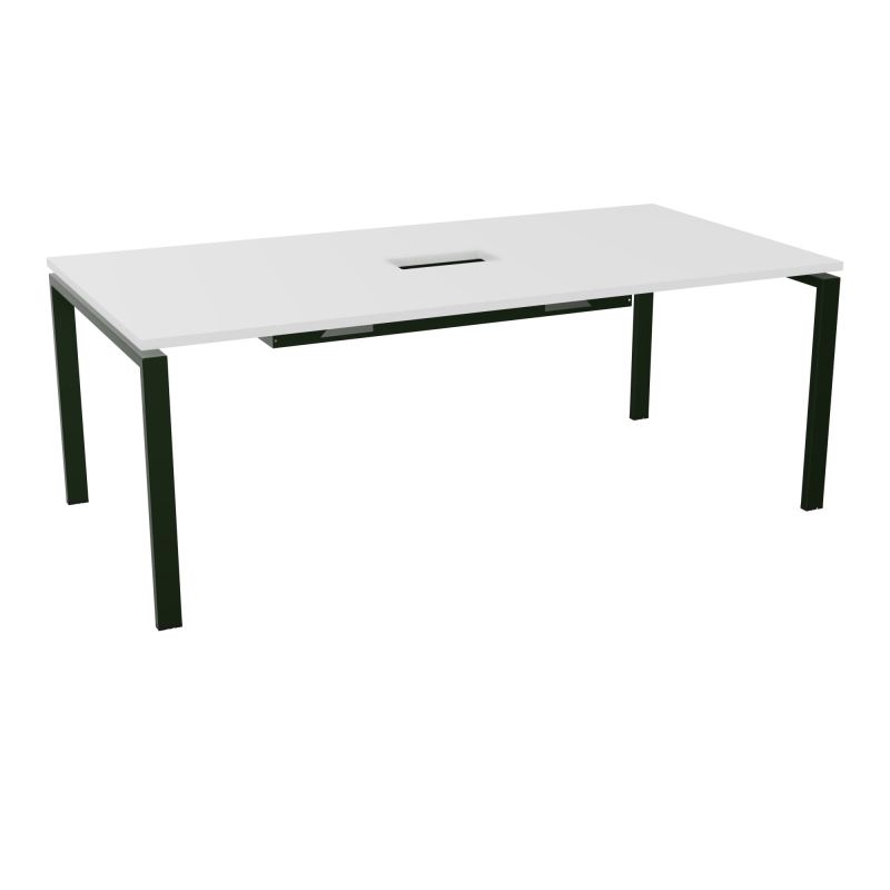 RIO TABLE DE REUNION P100X200 PL PERCE TRAPPE CENTRALE DOUBLE ACCES + GOULOTTE  MG ST