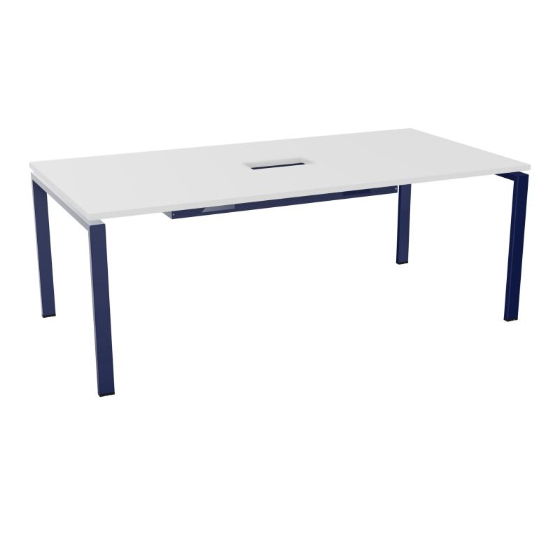 RIO TABLE DE REUNION P100X200 PL PERCE TRAPPE CENTRALE DOUBLE ACCES + GOULOTTE  MG X4