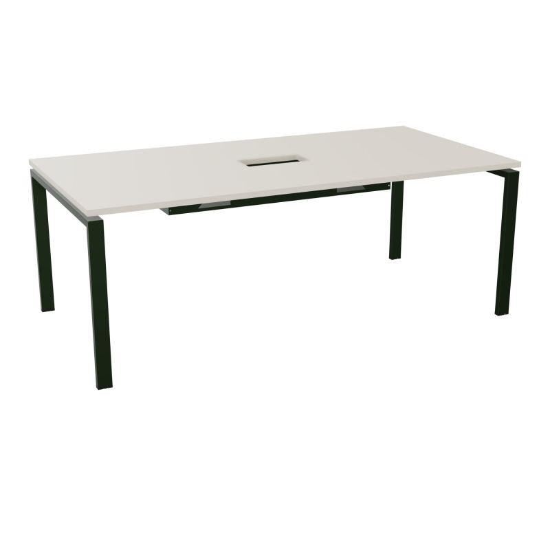 RIO TABLE DE REUNION P100X200 PL PERCE TRAPPE CENTRALE DOUBLE ACCES + GOULOTTE  N5 ST