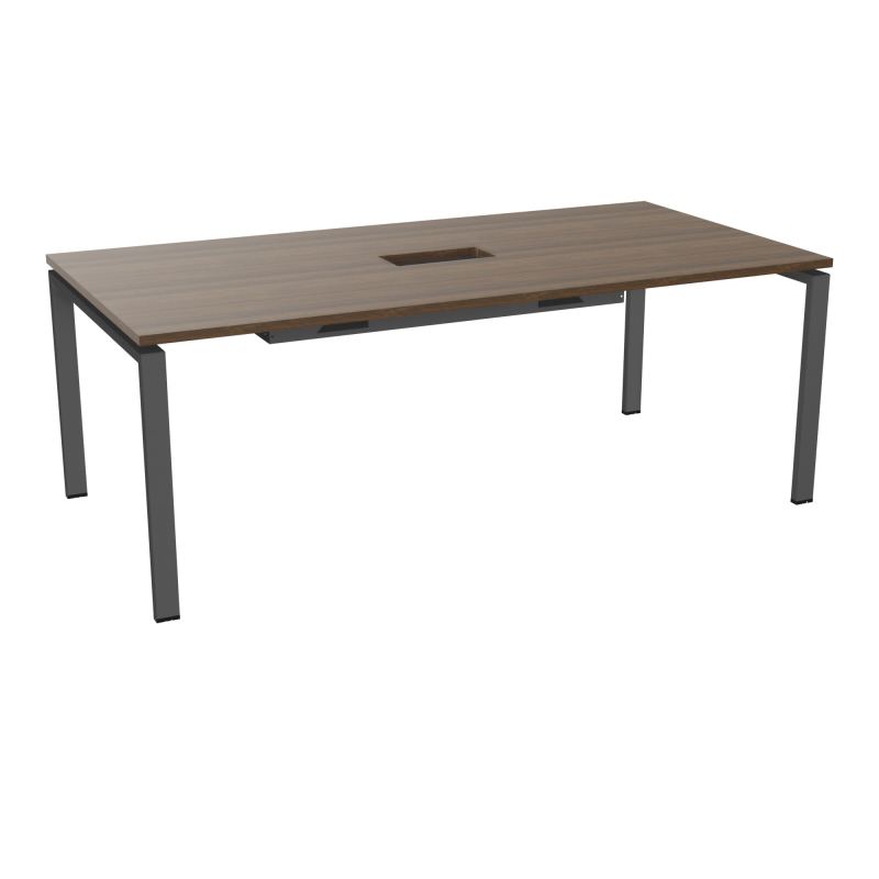RIO TABLE DE REUNION P100X200 PL PERCE TRAPPE CENTRALE DOUBLE ACCES + GOULOTTE  N6 SC