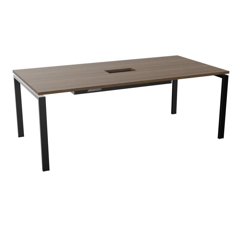 RIO TABLE DE REUNION P100X200 PL PERCE TRAPPE CENTRALE DOUBLE ACCES + GOULOTTE  N6 SG