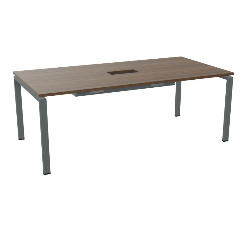 RIO TABLE DE REUNION P100X200 PL PERCE TRAPPE CENTRALE DOUBLE ACCES + GOULOTTE  N6 SU