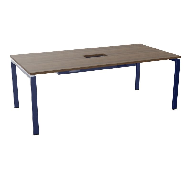 RIO TABLE DE REUNION P100X200 PL PERCE TRAPPE CENTRALE DOUBLE ACCES + GOULOTTE  N6 X4