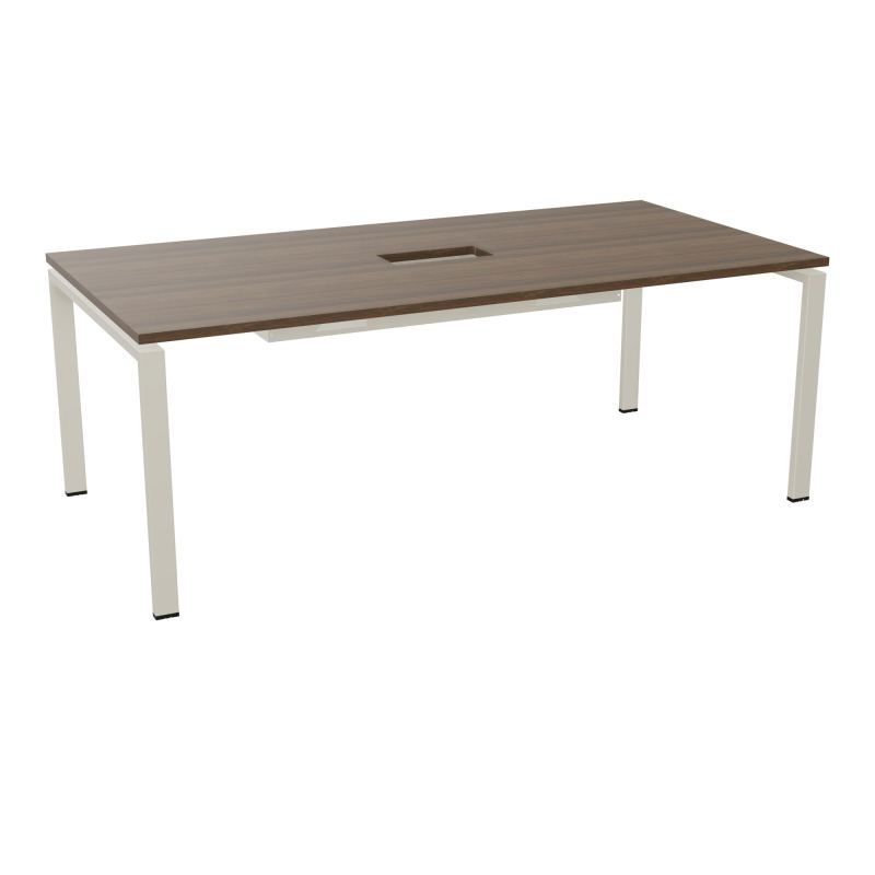 RIO TABLE DE REUNION P100X200 PL PERCE TRAPPE CENTRALE DOUBLE ACCES + GOULOTTE  N6 ZC