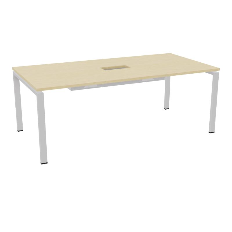 RIO TABLE DE REUNION P100X200 PL PERCE TRAPPE CENTRALE DOUBLE ACCES + GOULOTTE  N8 SD