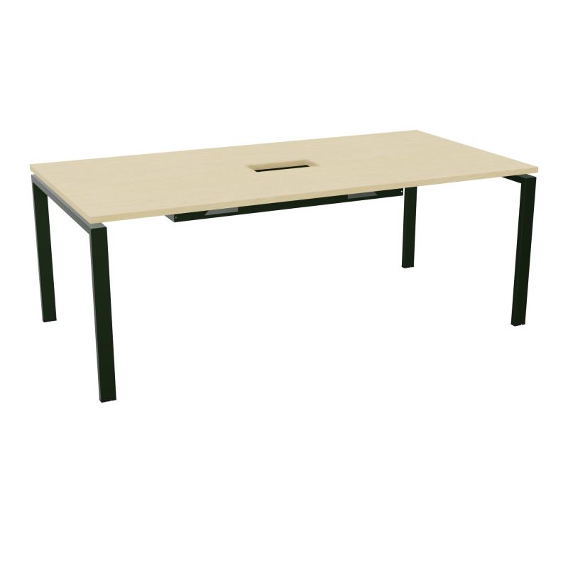 RIO TABLE DE REUNION P100X200 PL PERCE TRAPPE CENTRALE DOUBLE ACCES + GOULOTTE  N8 ST