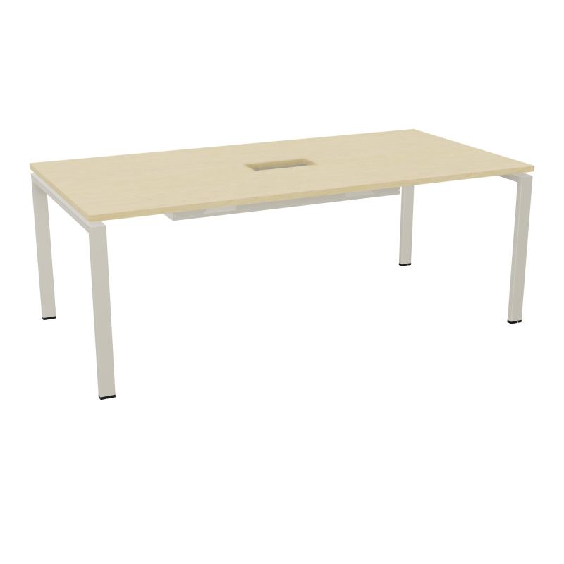 RIO TABLE DE REUNION P100X200 PL PERCE TRAPPE CENTRALE DOUBLE ACCES + GOULOTTE  N8 ZC