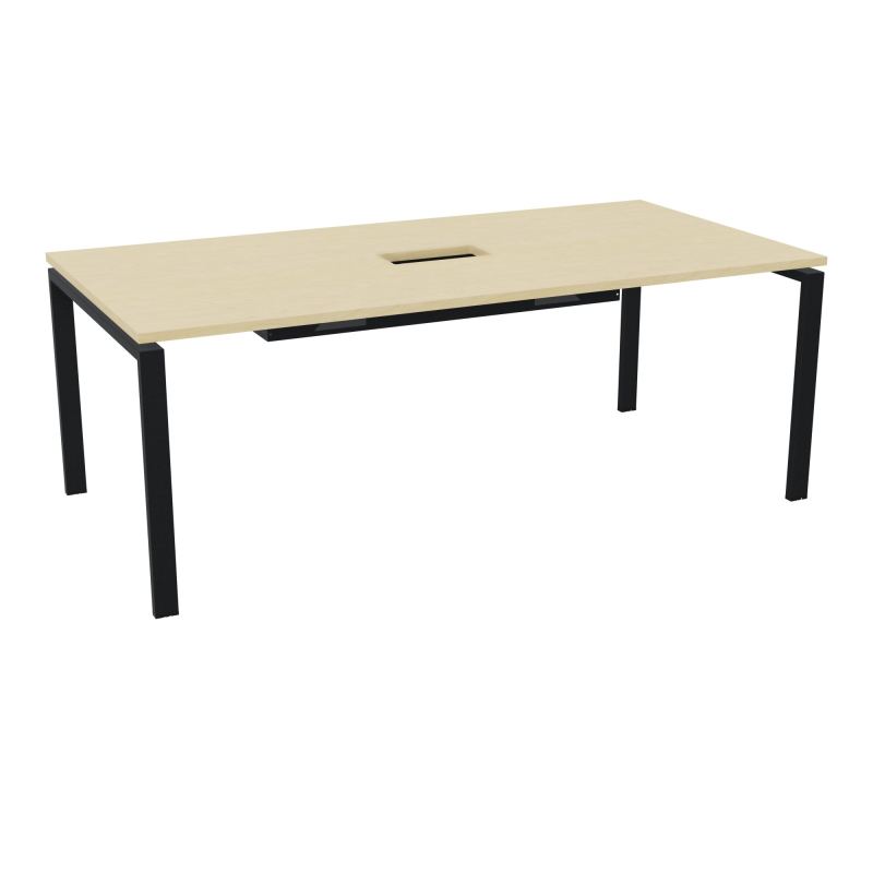 RIO TABLE DE REUNION P100X200 PL PERCE TRAPPE CENTRALE DOUBLE ACCES + GOULOTTE  N8 ZP