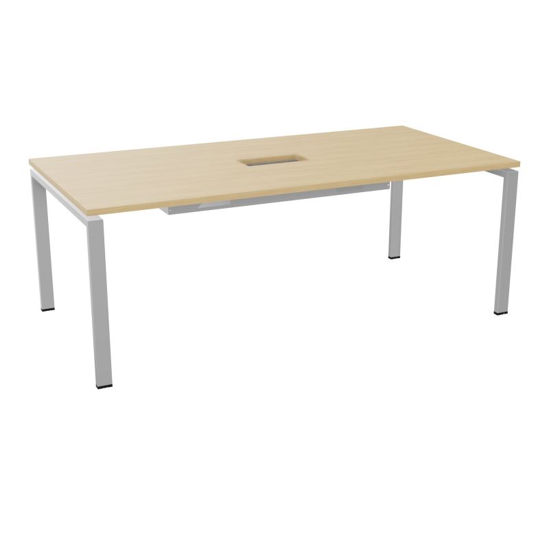 RIO TABLE DE REUNION P100X200 PL PERCE TRAPPE CENTRALE DOUBLE ACCES + GOULOTTE  R1 SA