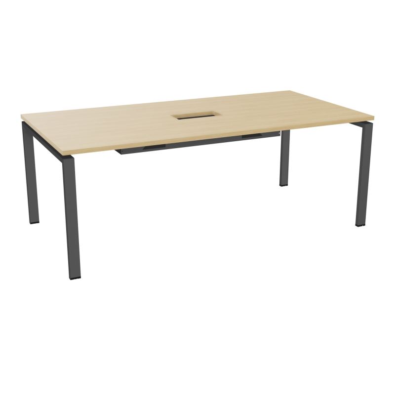 RIO TABLE DE REUNION P100X200 PL PERCE TRAPPE CENTRALE DOUBLE ACCES + GOULOTTE  R1 SC