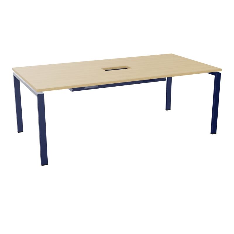 RIO TABLE DE REUNION P100X200 PL PERCE TRAPPE CENTRALE DOUBLE ACCES + GOULOTTE  R1 X4