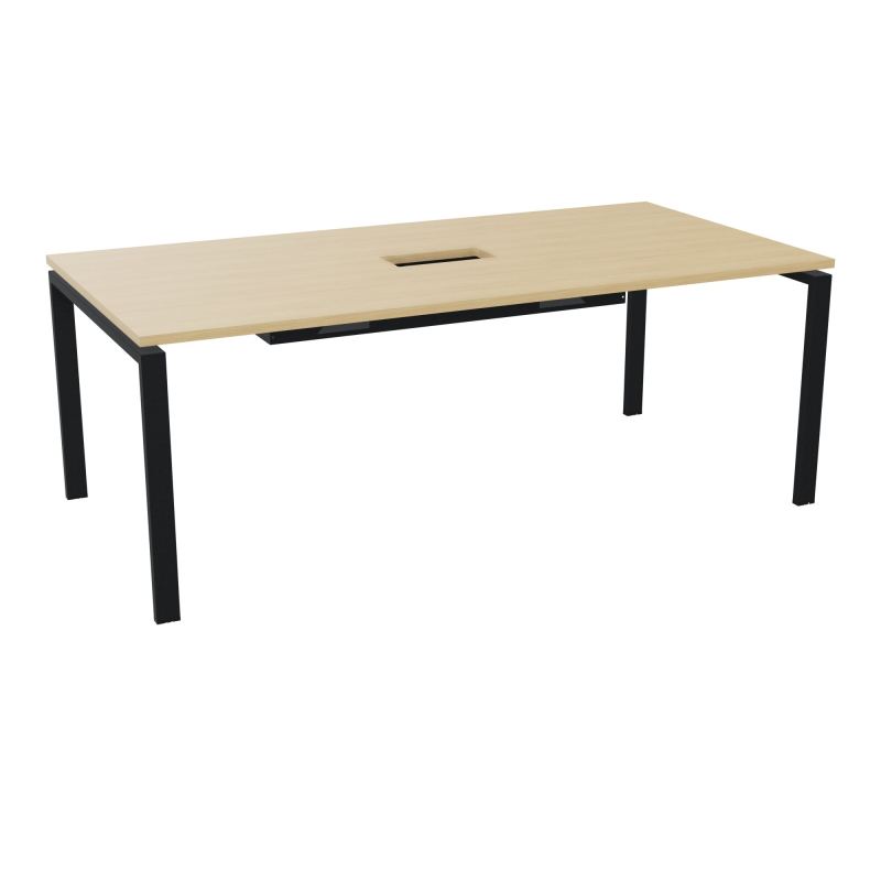 RIO TABLE DE REUNION P100X200 PL PERCE TRAPPE CENTRALE DOUBLE ACCES + GOULOTTE  R1 ZP