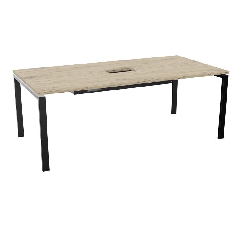 RIO TABLE DE REUNION P100X200 PL PERCE TRAPPE CENTRALE DOUBLE ACCES + GOULOTTE  R3 SG