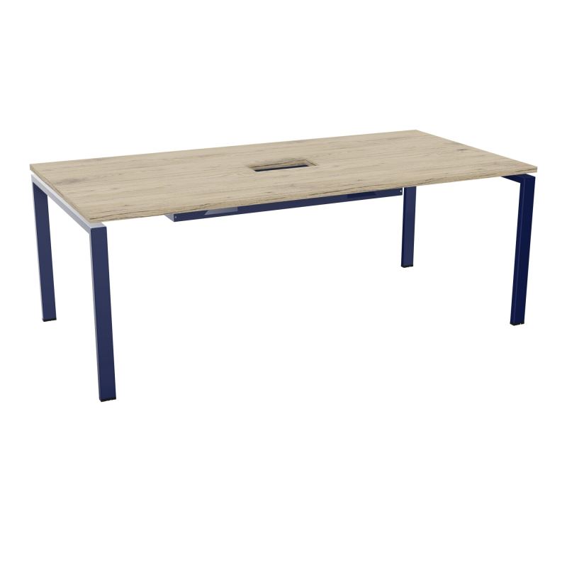 RIO TABLE DE REUNION P100X200 PL PERCE TRAPPE CENTRALE DOUBLE ACCES + GOULOTTE  R3 X4