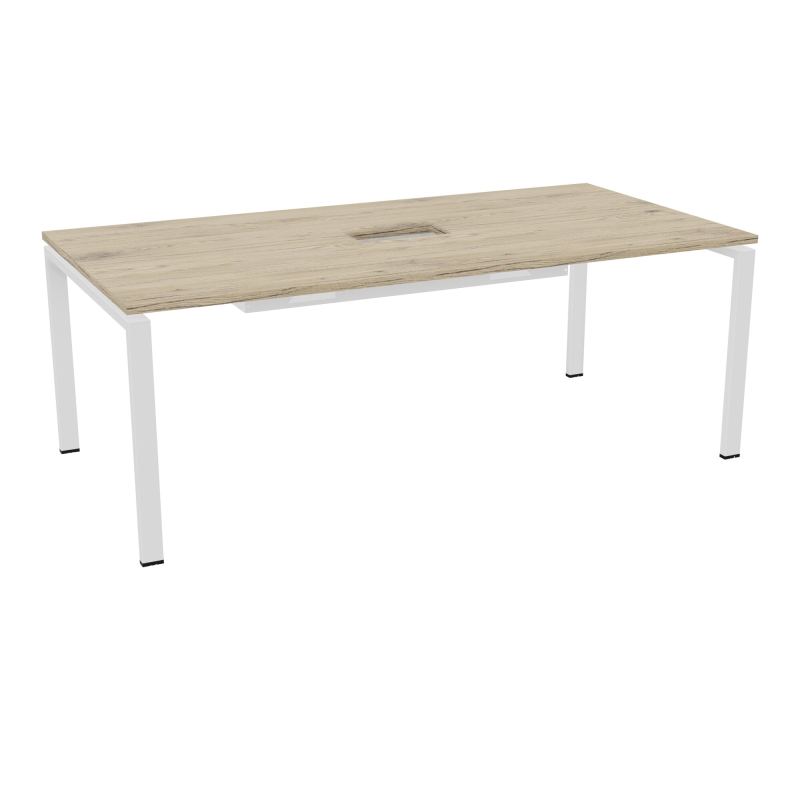 RIO TABLE DE REUNION P100X200 PL PERCE TRAPPE CENTRALE DOUBLE ACCES + GOULOTTE  R3 ZO