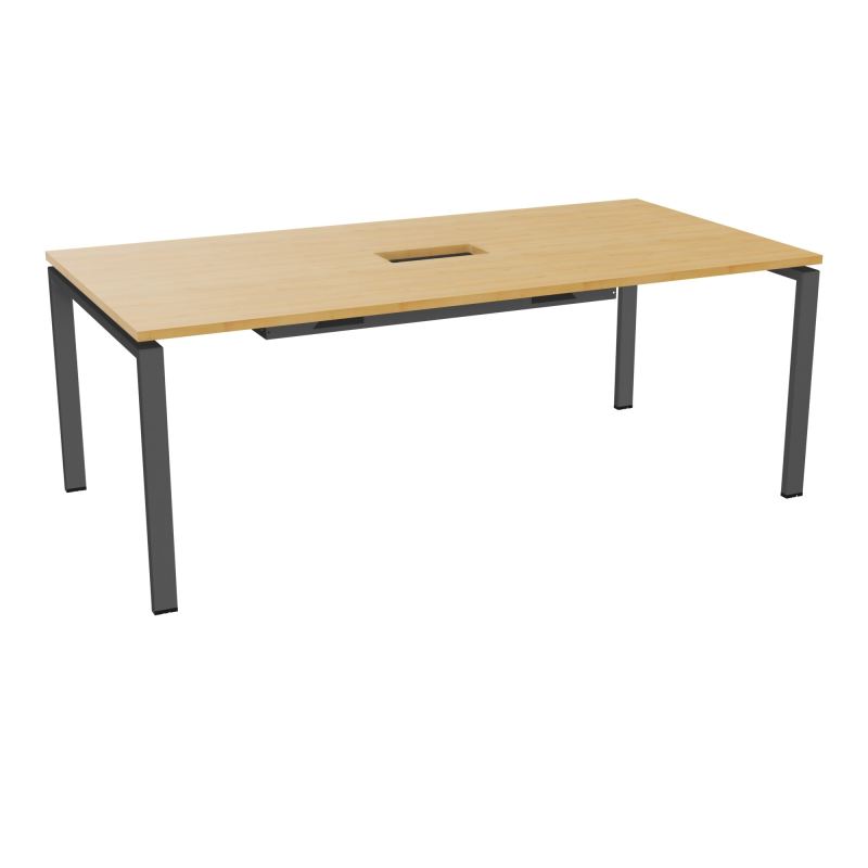 RIO TABLE DE REUNION P100X200 PL PERCE TRAPPE CENTRALE DOUBLE ACCES + GOULOTTE  R5 SC