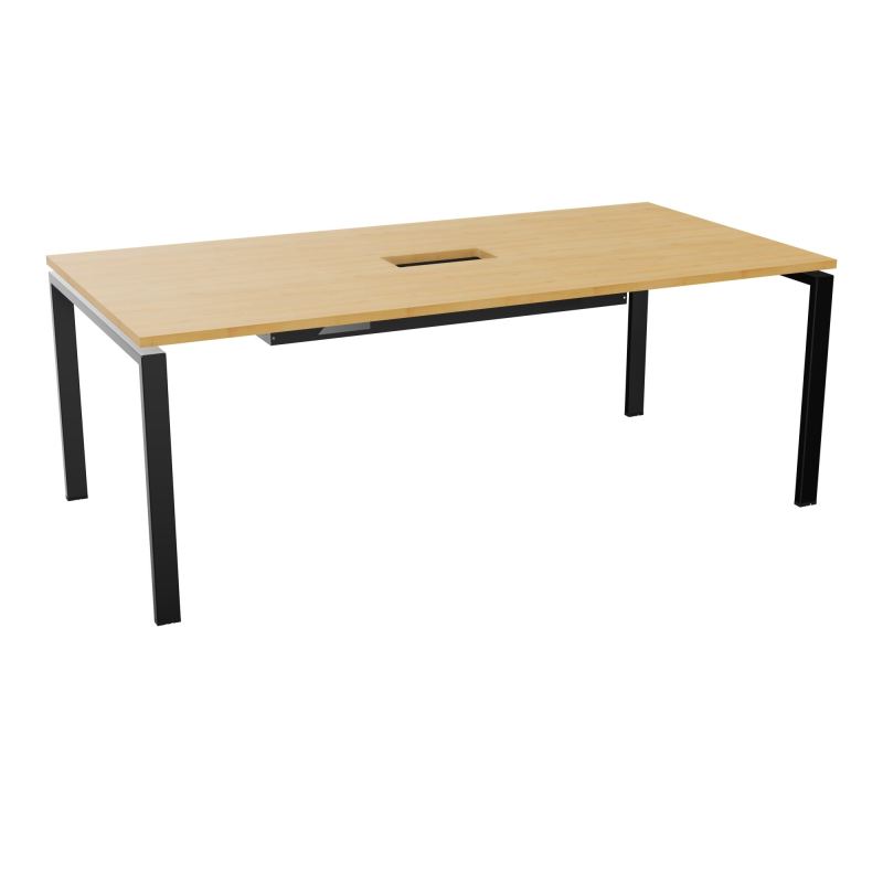 RIO TABLE DE REUNION P100X200 PL PERCE TRAPPE CENTRALE DOUBLE ACCES + GOULOTTE  R5 SG