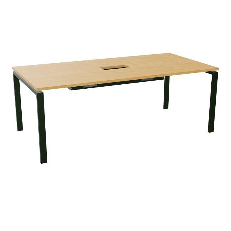 RIO TABLE DE REUNION P100X200 PL PERCE TRAPPE CENTRALE DOUBLE ACCES + GOULOTTE  R5 ST
