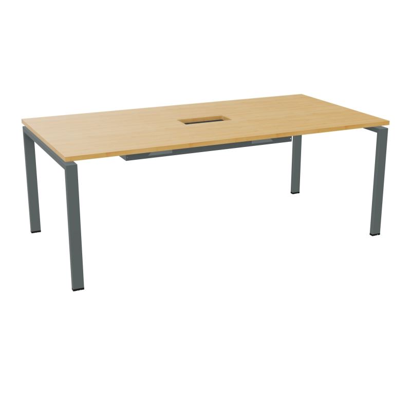 RIO TABLE DE REUNION P100X200 PL PERCE TRAPPE CENTRALE DOUBLE ACCES + GOULOTTE  R5 SU