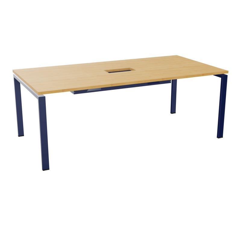 RIO TABLE DE REUNION P100X200 PL PERCE TRAPPE CENTRALE DOUBLE ACCES + GOULOTTE  R5 X4