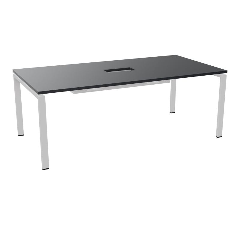 RIO TABLE DE REUNION P100X200 PL PERCE TRAPPE CENTRALE DOUBLE ACCES + GOULOTTE  R9 SD