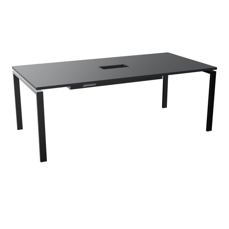 RIO TABLE DE REUNION P100X200 PL PERCE TRAPPE CENTRALE DOUBLE ACCES + GOULOTTE  R9 SG