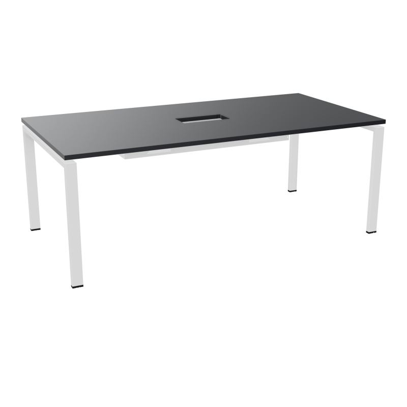 RIO TABLE DE REUNION P100X200 PL PERCE TRAPPE CENTRALE DOUBLE ACCES + GOULOTTE  R9 SO