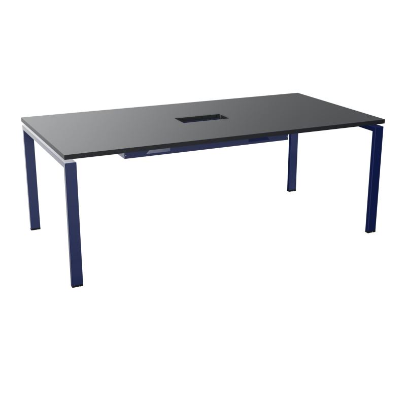 RIO TABLE DE REUNION P100X200 PL PERCE TRAPPE CENTRALE DOUBLE ACCES + GOULOTTE  R9 X4