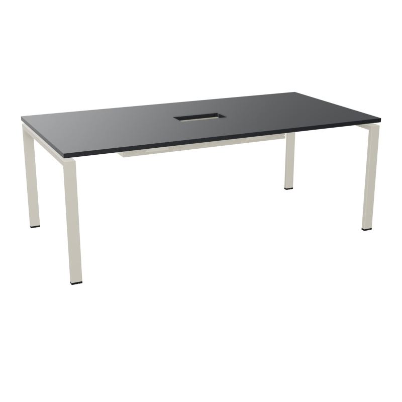RIO TABLE DE REUNION P100X200 PL PERCE TRAPPE CENTRALE DOUBLE ACCES + GOULOTTE  R9 ZC