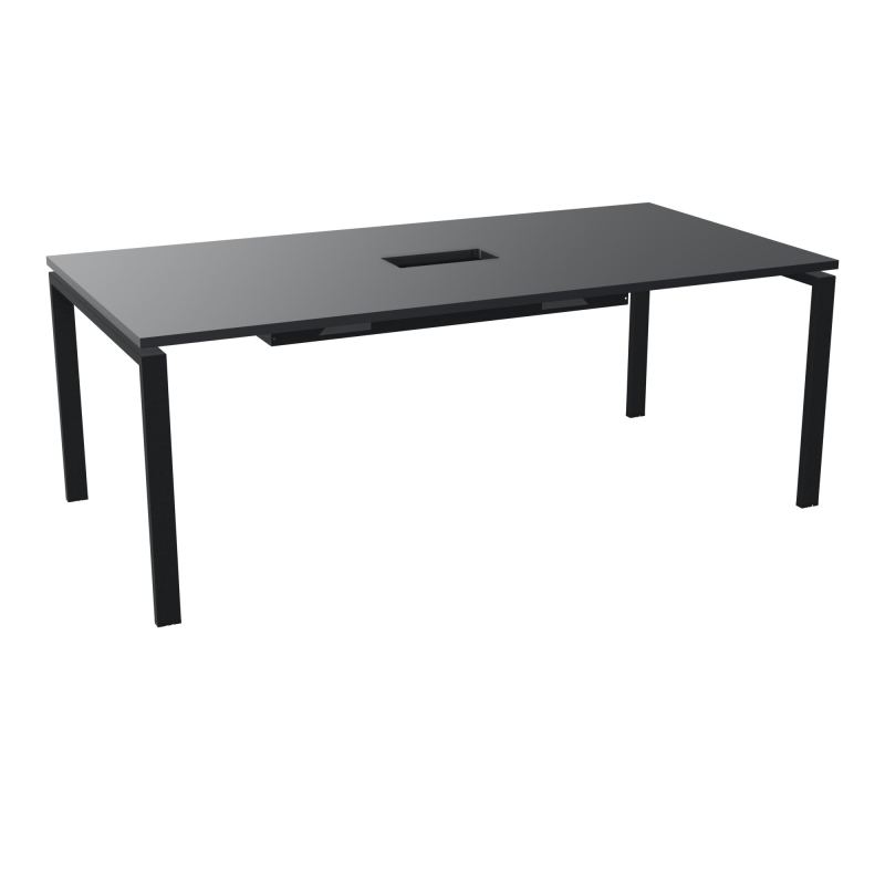 RIO TABLE DE REUNION P100X200 PL PERCE TRAPPE CENTRALE DOUBLE ACCES + GOULOTTE  R9 ZP