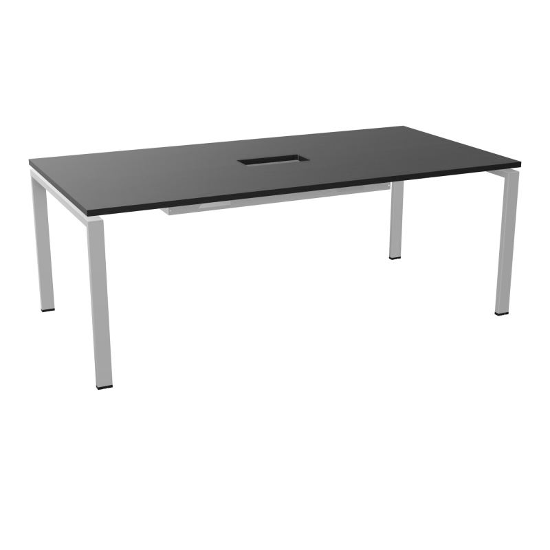 RIO TABLE DE REUNION P100X200 PL PERCE TRAPPE CENTRALE DOUBLE ACCES + GOULOTTE  RK SA