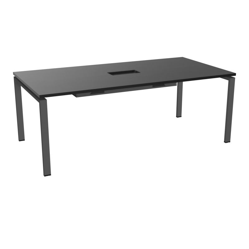 RIO TABLE DE REUNION P100X200 PL PERCE TRAPPE CENTRALE DOUBLE ACCES + GOULOTTE  RK SC