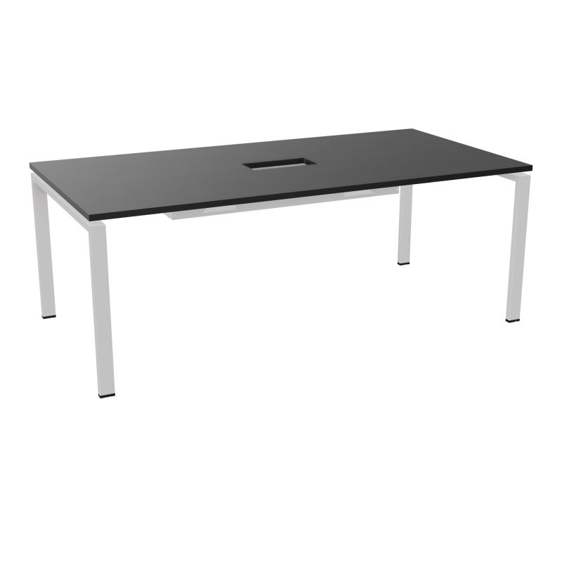 RIO TABLE DE REUNION P100X200 PL PERCE TRAPPE CENTRALE DOUBLE ACCES + GOULOTTE  RK SD