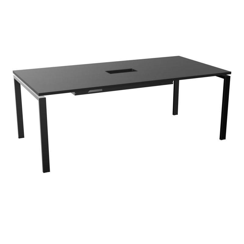 RIO TABLE DE REUNION P100X200 PL PERCE TRAPPE CENTRALE DOUBLE ACCES + GOULOTTE  RK SG